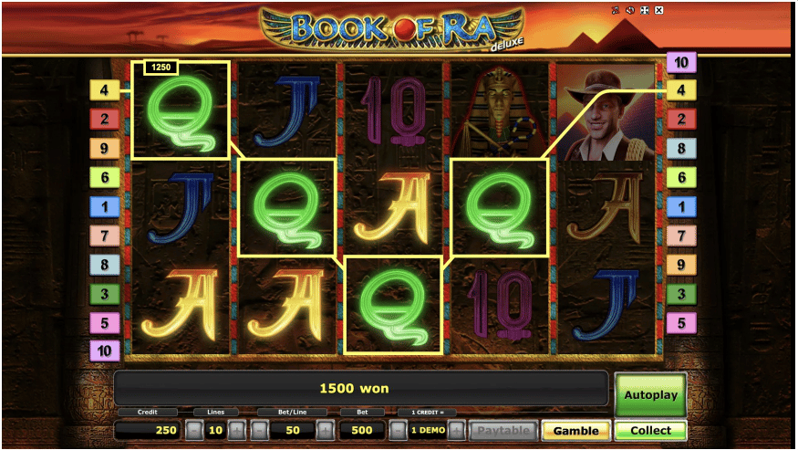 Book of Ra Spielautomat Interface