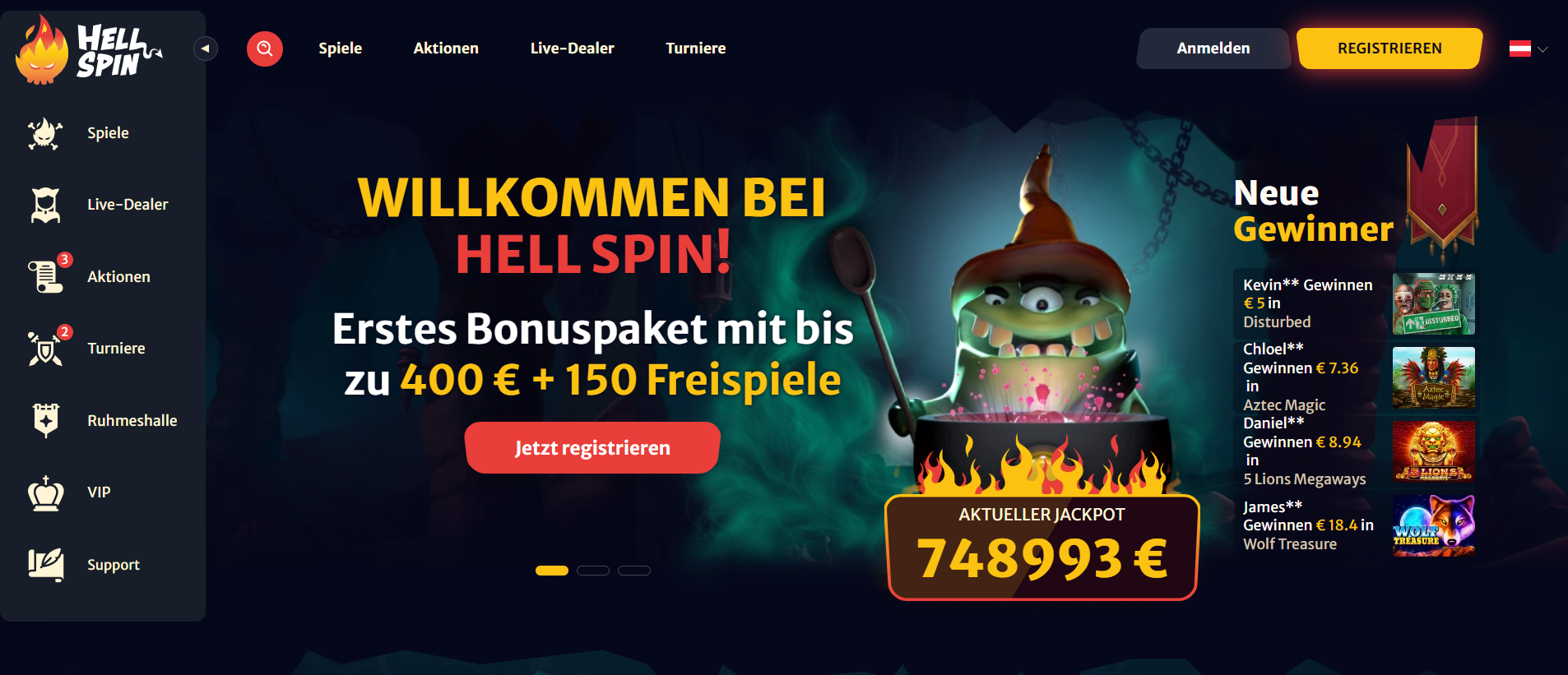 hell spin casino lobby