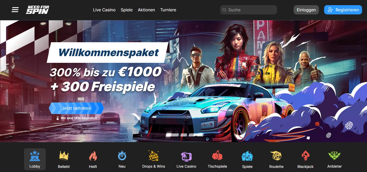 NeedForSpin Casino Startseite