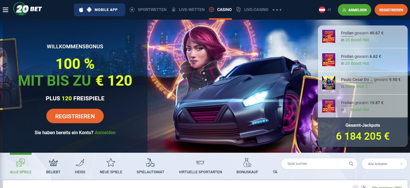 20Bet Casino Startseite