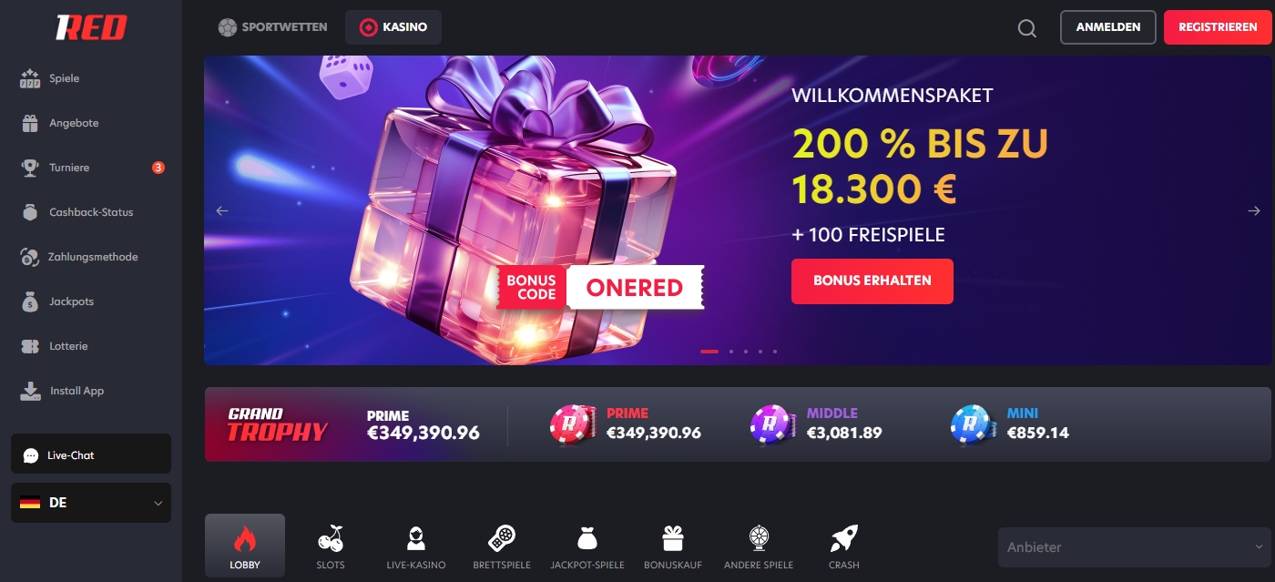 1Red Casino Startseite
