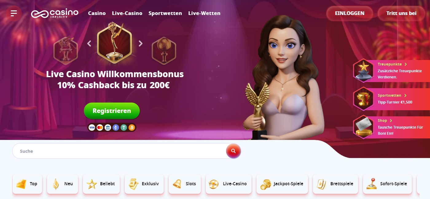 Infinity Casino Startseite